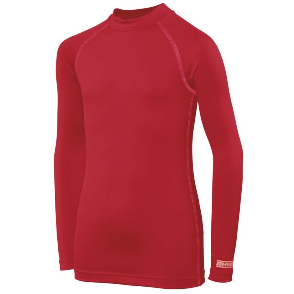 Rhino Childrens Big Boys Long Sleeve Thermal Underwear Base Layer Vest Top / Red